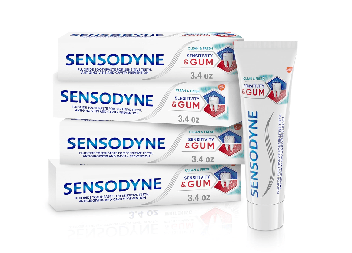 Sensodyne Sensitivity and Gum Sensitive Toothpaste for menopause mouth symptoms